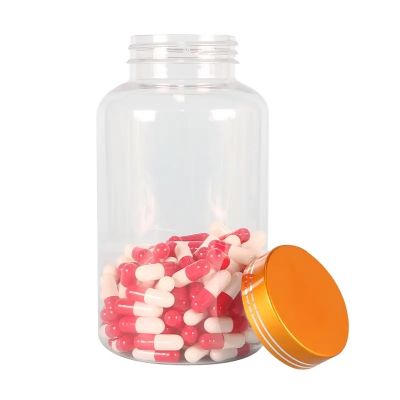 Tablet Capsule clear frosted transparent bottle medical vitamin pill jars empty by packaging bottles with metal cap