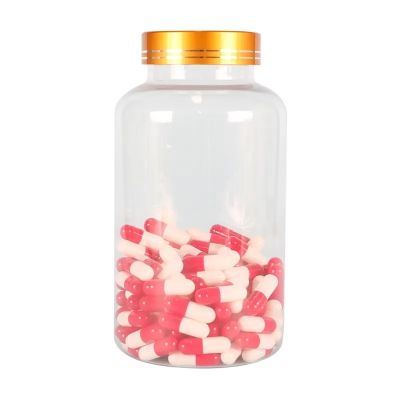 Hot selling 500ml frosted transparent capsule bottles pill plastic containers empty vitamin bottle with aluminum cap
