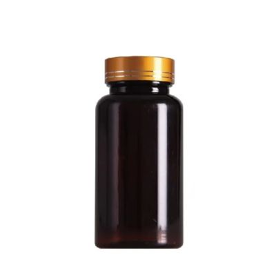 250ml amber empty capsule bottles supplement packaging vitamin bottle with metallic cover