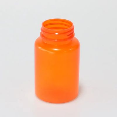 Custom Plastic Orange Acrylic Pill Bottle Health Pill Capsule Powder Tablet Packing Bottles With Screw Cap