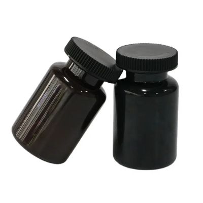 100ml 120ml 150ml 200ml Plastic Pet Tablet Plastic Black Vitamin Pill Bottle Custom Capsule Bottle For Sale With Screw Cap