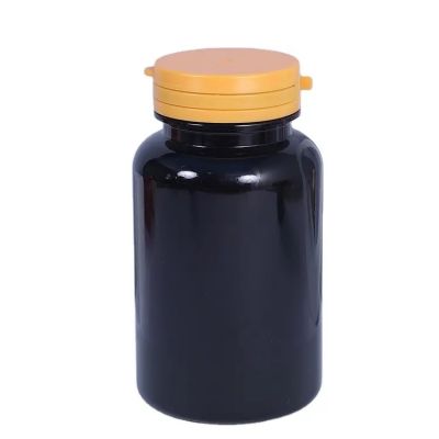 Wholesale Custom 120ml 150ml 200ml Black Pet Plastic Pill Capsule Packing Empty Pill Bottles With Flip Cap