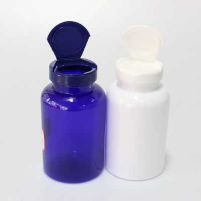 Empty Round White Hdpe Capsules Tablets Bottle 100ml 120ml 150ml 200ml Plastic Supplements Pills Bottles With Flip Cap