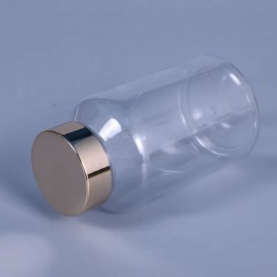 120ml Clear Pharmaceutical Pill Jar Round Capsule Plastic Pet Bottle For Healthy Supplement With Metal Screw Cap