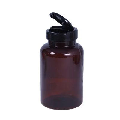 100ml 120ml 150ml Brown Glossy Pet Plastic Pill Capsules Medicine Vial Bottle With Flip Top Cap