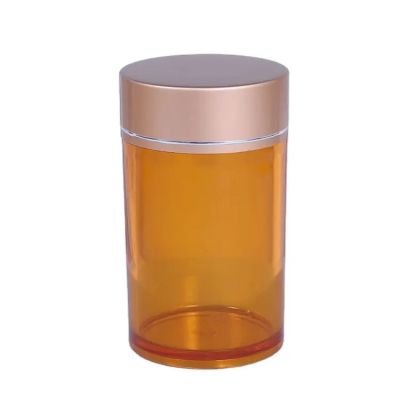 60ml 80ml 100ml 120ml plastic yellow capsule bottle healthcare supplement container with metallic cap
