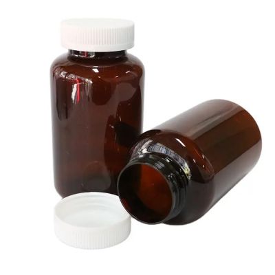 Glass Amber Bottle Tablets Pill Capsule Supplement Plastic Medicine Bottle With CR Screw Cap