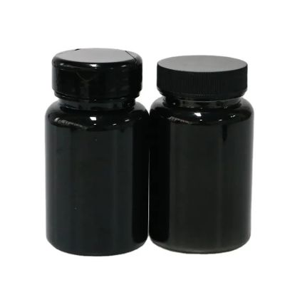 120 150ml black plastic bottles hot selling vitamin calcium healthcare supplement container tablets pills storage with flat cap