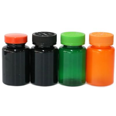 Custom Orange Acrylic Pill Bottle Health Pill Powder Tablet Plastic Bottles With Screw Cap
