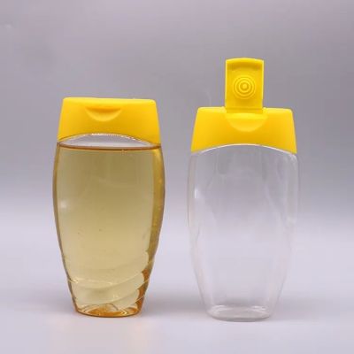 Wholesale 200ml 250ml 500ml Custom Plastic Pet Honey Water Ketchup Hot Sauce Squeeze Bottle With Yellow Flip Top Cap
