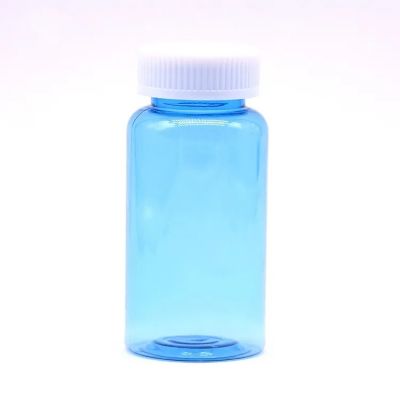 Transparent Blue Hdpe 200ml 250ml 300ml Vitamin Empty Pet Capsule Plastic Pill Bottles With Screw Cap