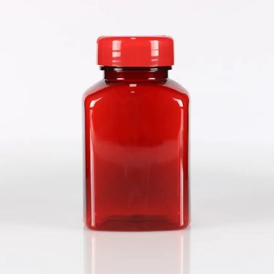 Wholesale Red 100ml 150ml 200ml 350ml 400ml Pet Plastic Vitamin Container Pill Bottle With Flip Cap
