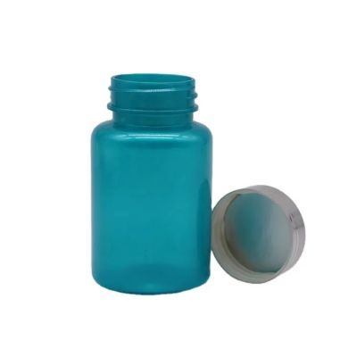 Custom Blue Acrylic Pill Bottle Health Pill Powder Tablet Plastic Bottles With Aluminium Cap