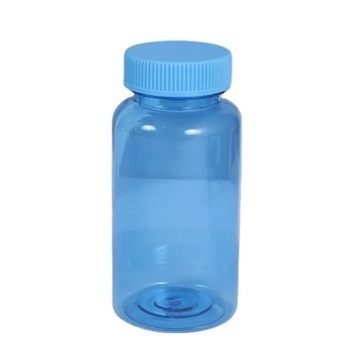 100 120 150 200 250 300ml Transparent plastic bottle pet bottle with metallic silver flip cap for protein powder