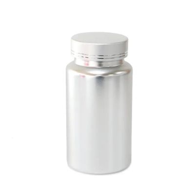 Silver Plastic Pill Medicine Bottle Capsule Container Jar Bottle With Aluminium Lid