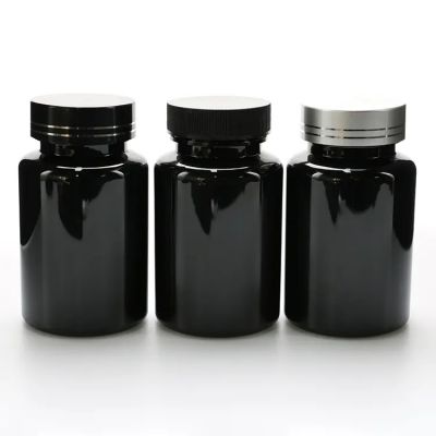 Plastic Capsule Bottles 100ml Matte Black Pet Pill Bottle With Black Crc Lid