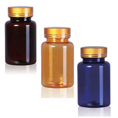 orange 150cc Pet Capsules Tablets Pills Bottle Plastic Medicine Bottle With gold silver Screw Cap
