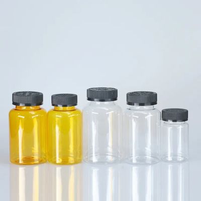 ODM/OEM 2oz clear round plastic medicine container PET bottles for medical capsules