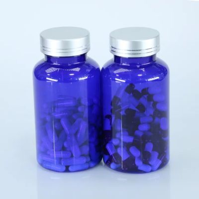 150cc Blue Pet Plastic Pill Jar With 38/400 Child Safety Cap