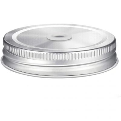 Aluminium Lid 51mm 58mm 86mm Black Metal Screw Lid For Mason Jar With Hole