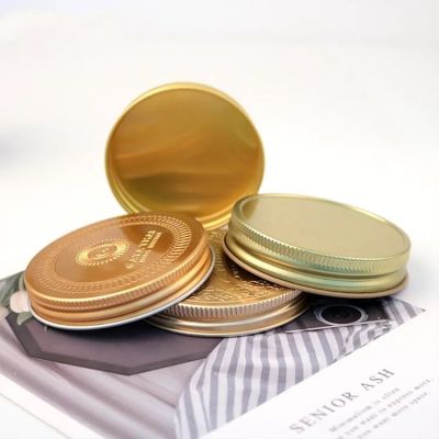 Custom Empty Mason Jar lids 38MM 45MM 53MM 70MM 89MM Metal Aluminum Gold Silver lids With Embossed logo for Glass bottle