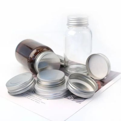 Custom Aluminum Silver Screw Cap Lids Closures For Cosmetic Packaging Plastic Glass Bottle Engraved Logo