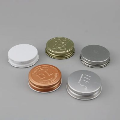 Diam 45mm Screw Neck Metal Non Spill Screw Lid, Gold Aluminum Cap 45mm with Aluminum / Sensitive Seal for Glass Bottle