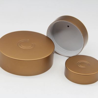 89/400 hot sale embossed aluminum caps amber jars copper lids bottle caps