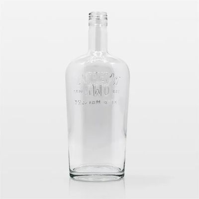 Custom factory made oval bottle flat glass 750ml whiskey vodka Tequila gin glass liquor bottle