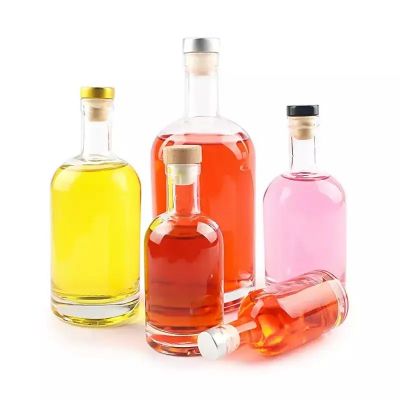 Wholesale glass vodka glass bottles empty 700ml 500ml 750ml 1000ml clear wine liquor whisky nordic glass bottle with cork