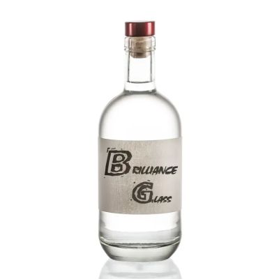Wholesale Round Classical Empty High Quality Clear Spirit Bottle 750ml Whisky Brandy Vodka Glass Bottles with stopper cork
