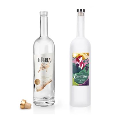 700ml 750ml 1000ml tall round vodka glass bottle with thick bottom