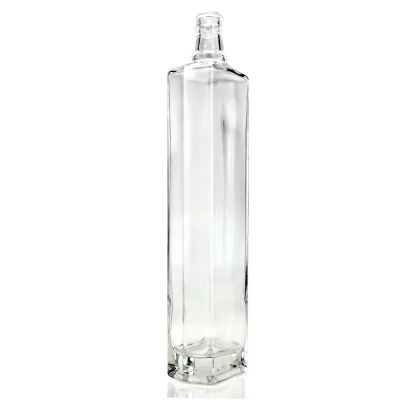 Hexagon Bottom Unique Design 250ml 700ml 750ml Empty Bottle For Whisky Liquor Glass Bottle