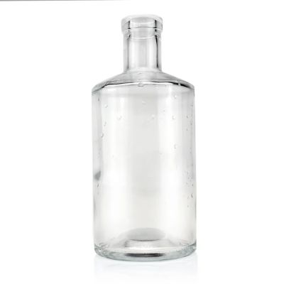 Custom 200ml 375ml 500ml 750ml 1000ml Transparent Round Empty Flint Glass Liquor Wine Whisky Bottle