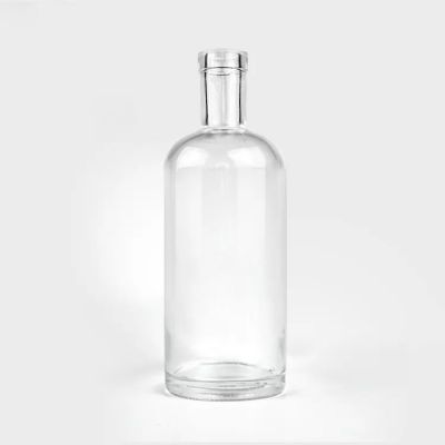 Hot Wholesale Round Shape Glass Wine Bottle brandy whisky White Spirit Bottle With cork Cap
