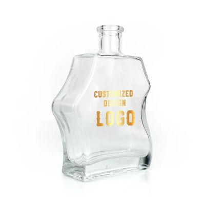 Custom clear round shape 375ml 500ml 750ml flint glass wine vodka bottle suppliers 