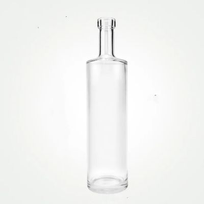 Factory direct sales 750ml Round shape clear 500ml glass liquor bottles 1L vodka brandy whisky vodka spirit bottles