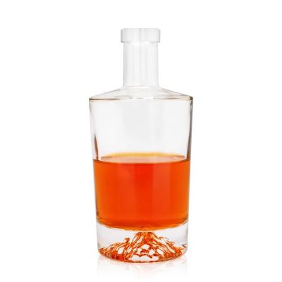 Wholesale nordic empty 500ml spirits transparent fancy round custom 750ml brandy vodka whisky glass liquor bottle