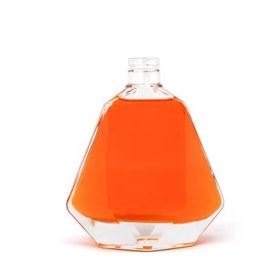 Unique Design Embossed Glass Custom Shape Glass Liquor bottle for whisky vodka gin spirits