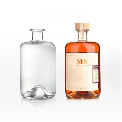 700 ml round shape super flint white painting logo printing glass gin vodka liquor bottle for liquor beverage