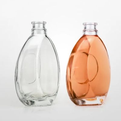Unique 700ml Shaped Glass Beverage Bottle Rum 750 ml tall liquor wine bottle with Cap