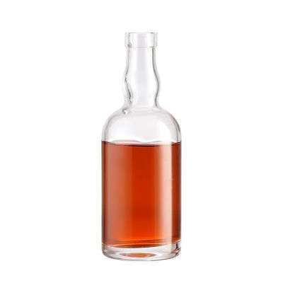 375ml 500ml 700ml Clear Round Empty Glass Wine Vodka Tequila Bottle With Cork Cap