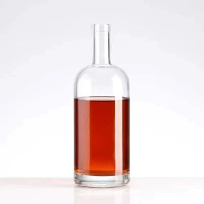 Factory customized round bottle 375ml 500ml 750ml vodka glass bottle with cork cap