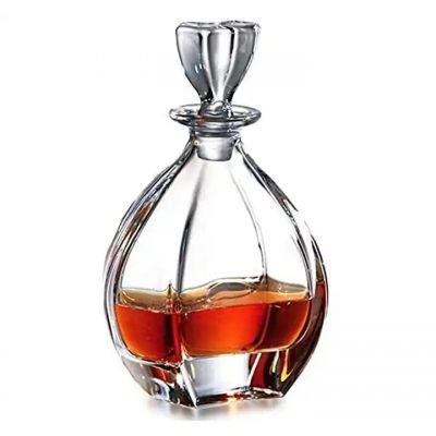 Transparent round empty flint glass liquor wine Whisky Vodka tequila bottle with sealed cork lid