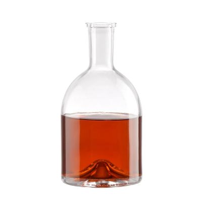 High quality clear round bottle gin whisky tequila rum vodka 500ml 750ml glass wine bottles for oak stopper