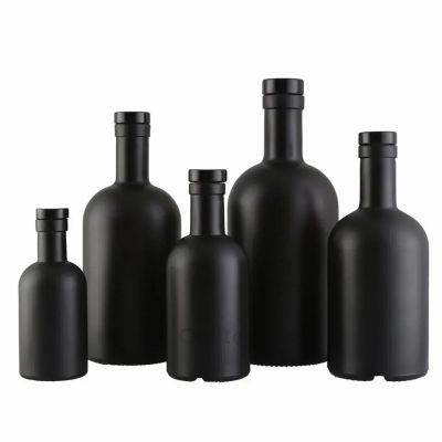 Super Flint Glass Best Selling Matte Black Vodka Gin Liquor mini whiskey Glass Bottle