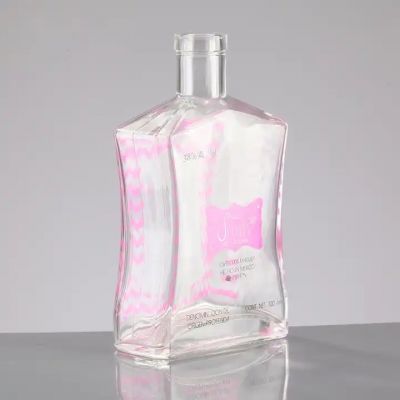China Factory Exquisite Decal Liquor Brandy Whisky Glass Bottle With Caps