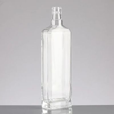 Well Sealed High Flint Square Glass Vodka Bottle With Cap