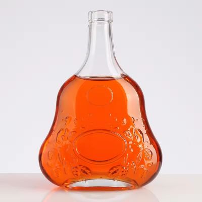 Special design brandy/whisky/vodka bottle embossed wine bottle round mouth