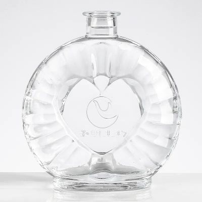 Classic design round brandy bottle custom empty glass brandy bottle